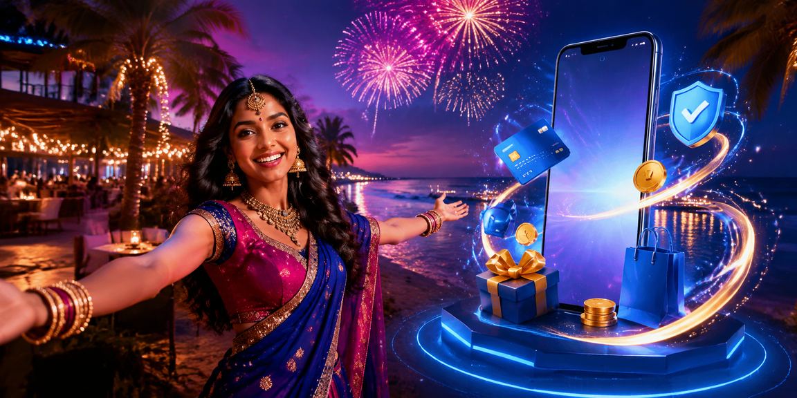 Mobile user enjoying payment options on the beach in Goa