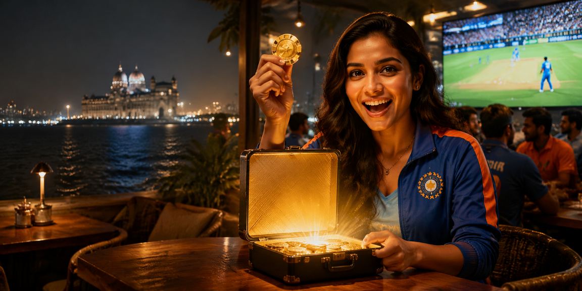 Cricket fan enjoying online betting experience on mobile device in India